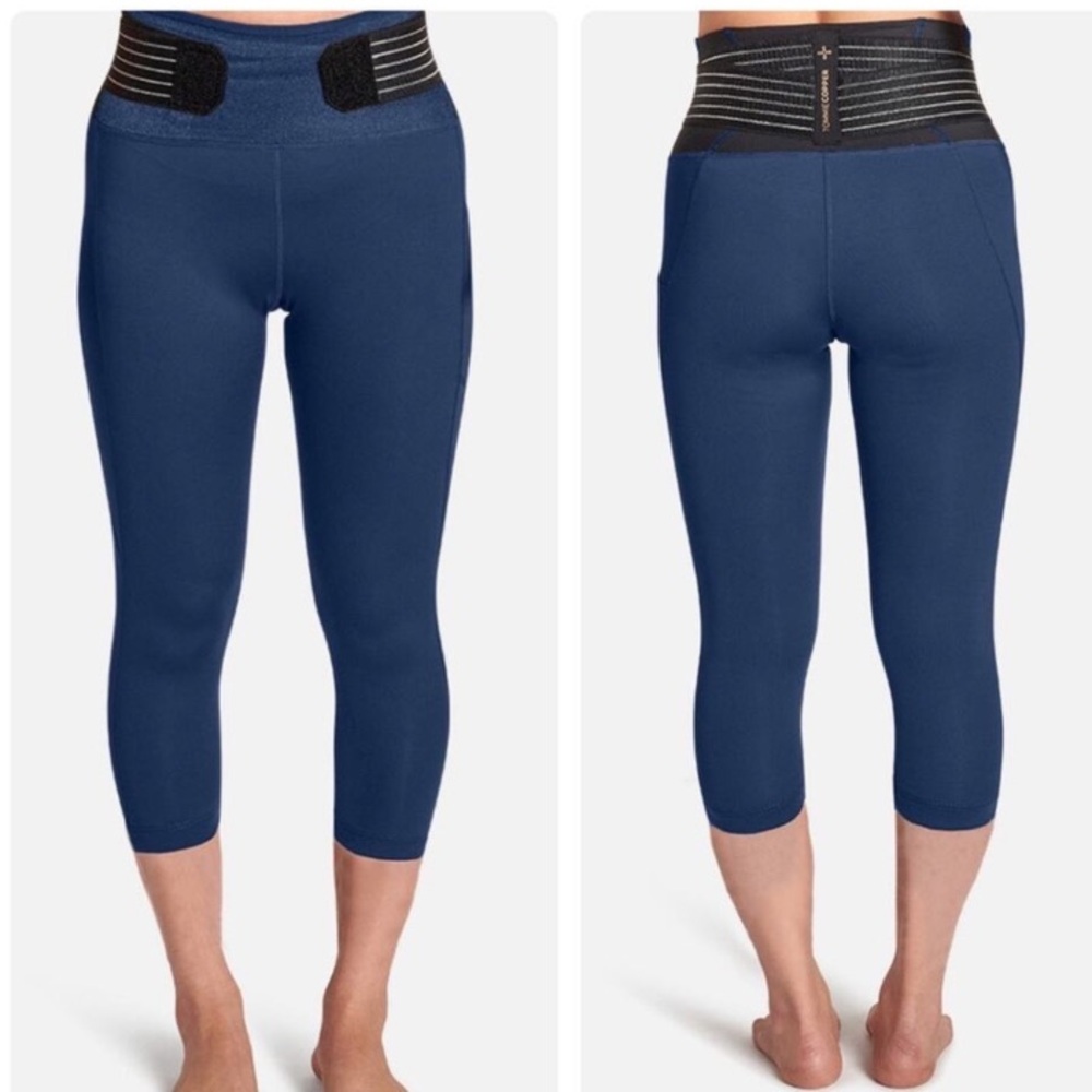 Tommy Copper Lower Back Support 2 Pocket Capris 19’ Leggings Adjustable Straps S